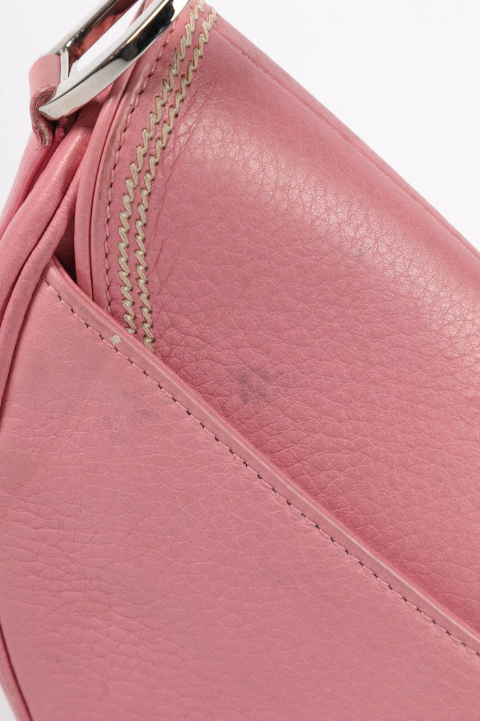 Vintage Christian Dior Pink Grained Leather Saddle Bag