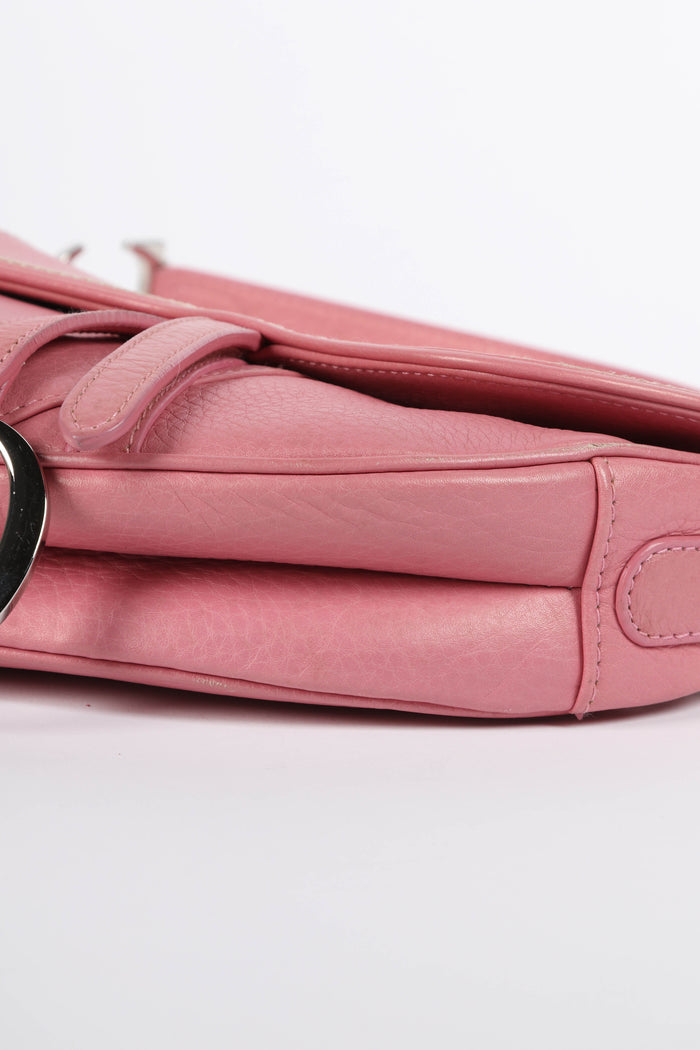 Vintage Christian Dior Pink Grained Leather Saddle Bag