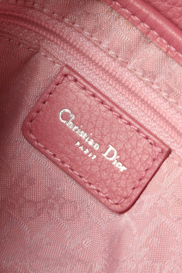 Vintage Christian Dior Pink Grained Leather Saddle Bag