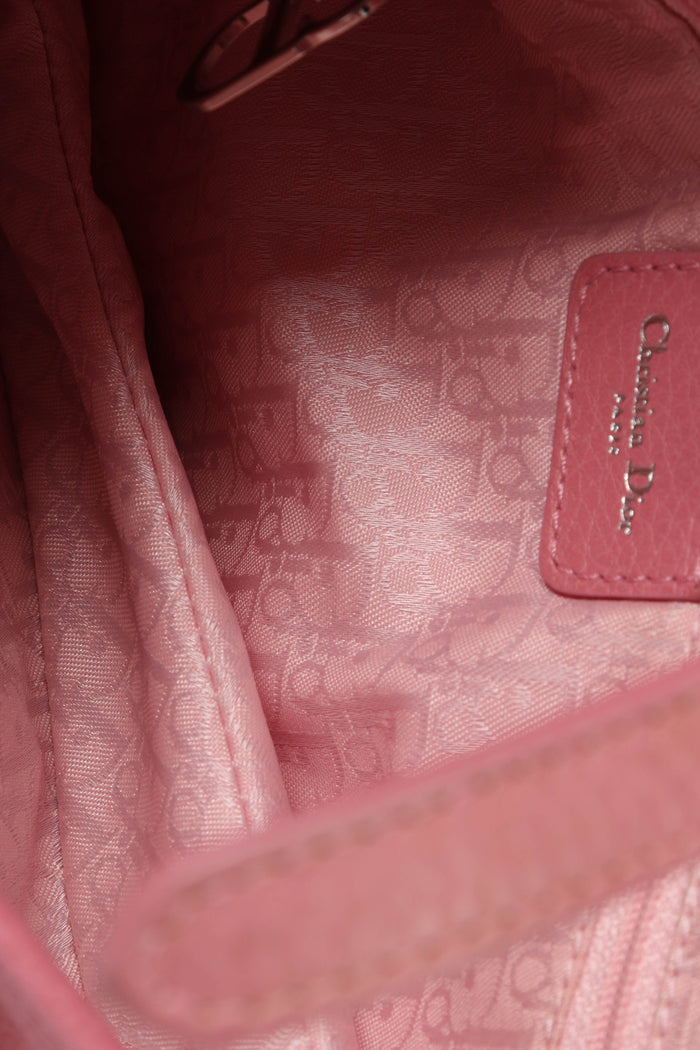 Vintage Christian Dior Pink Grained Leather Saddle Bag