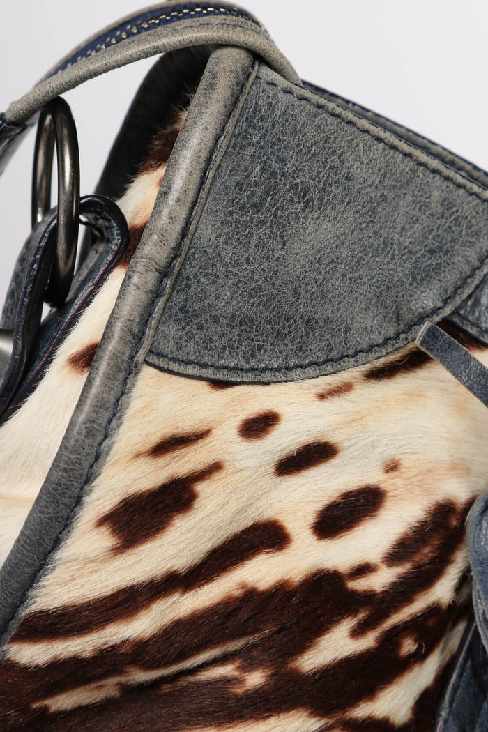 RARE Balenciaga Pony Hair Leopard Print City Bag