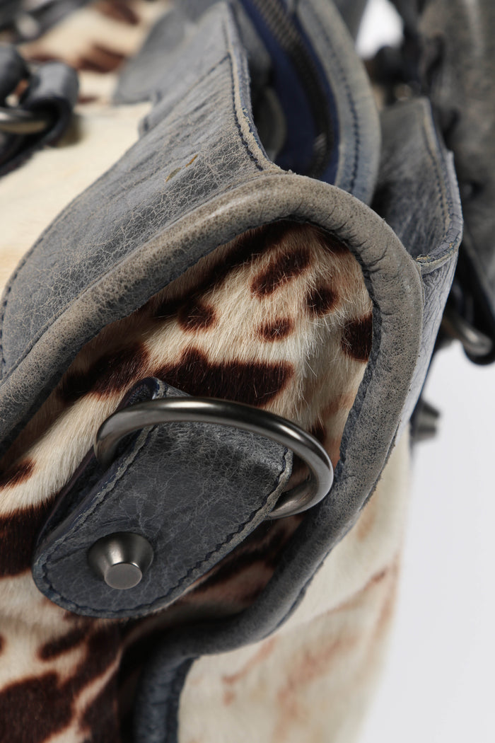 RARE Balenciaga Pony Hair Leopard Print City Bag