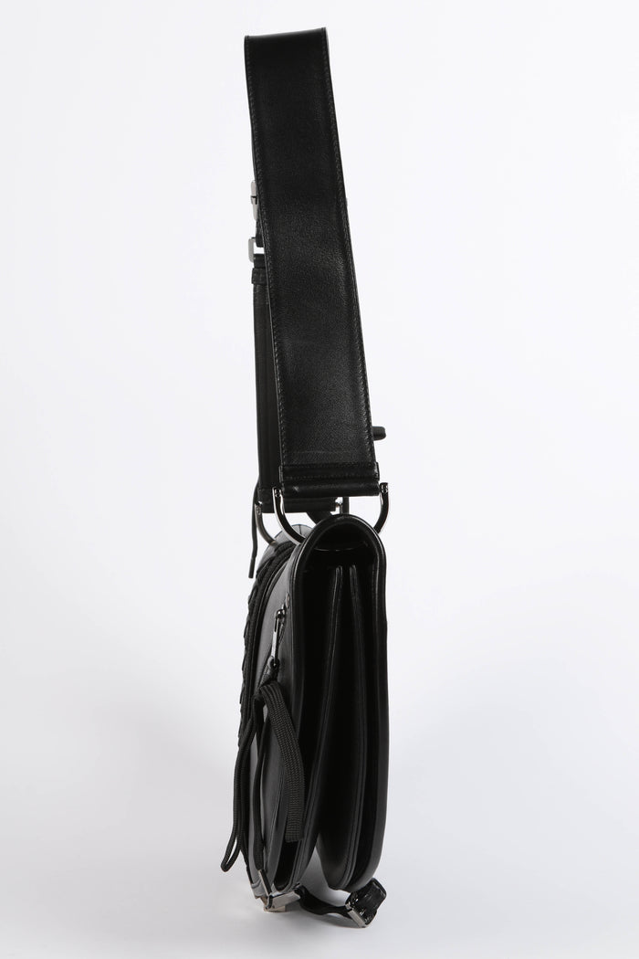 Vintage Christian Dior Galliano Black Leather Admit It Shoulder Bag