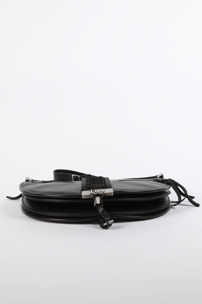 Vintage Christian Dior Galliano Black Leather Admit It Shoulder Bag