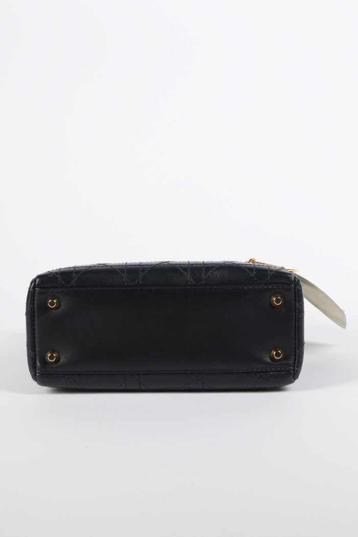 2007 Christian Dior Navy Lambskin Leather Mini Lady Dior