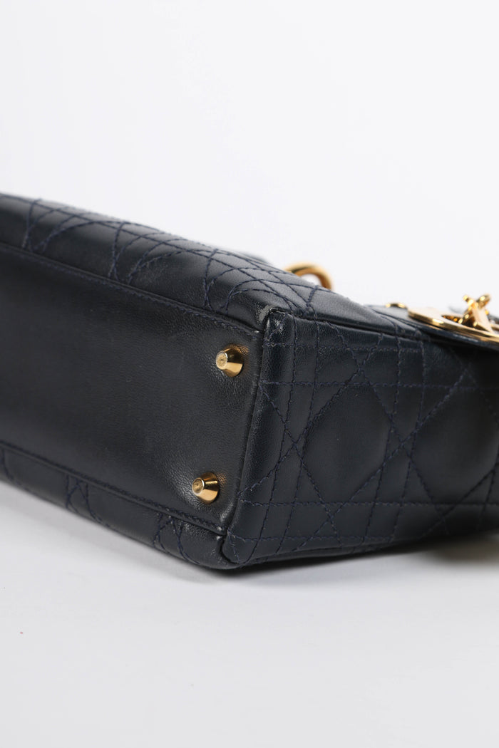2007 Christian Dior Navy Lambskin Leather Mini Lady Dior