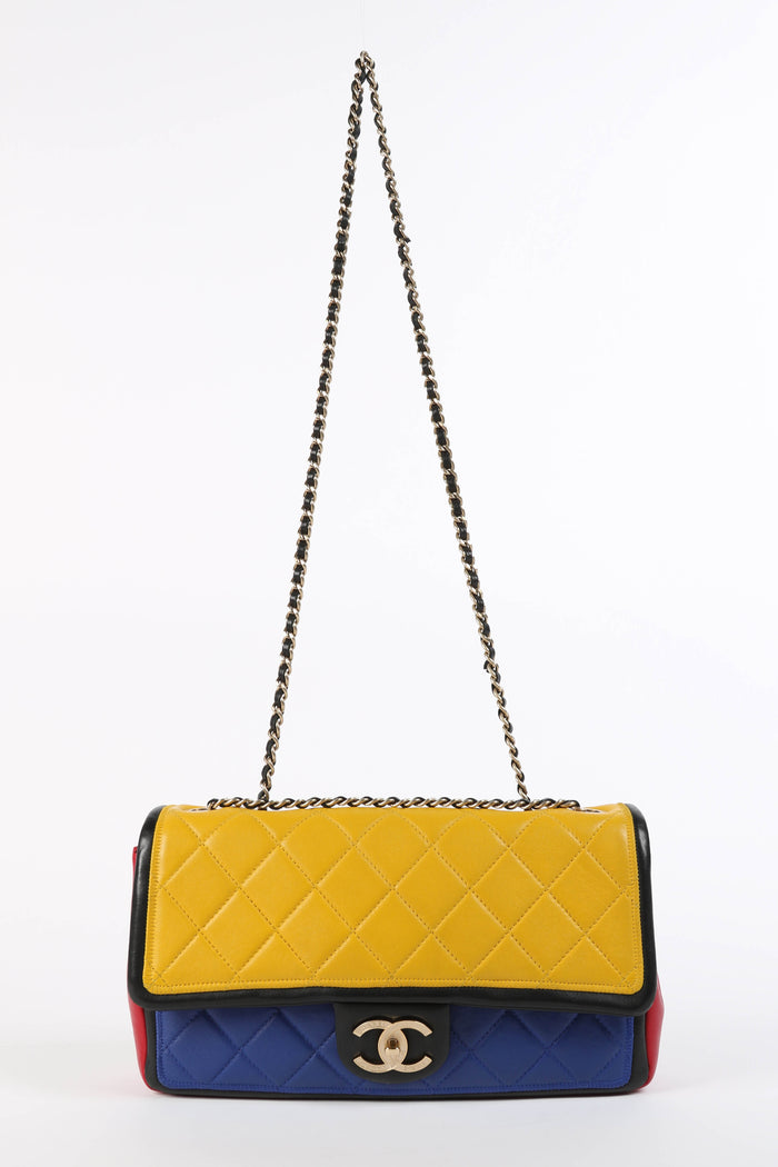 2010s Chanel Mondrian Colour Block Lambskin Leather Single Flap Bag