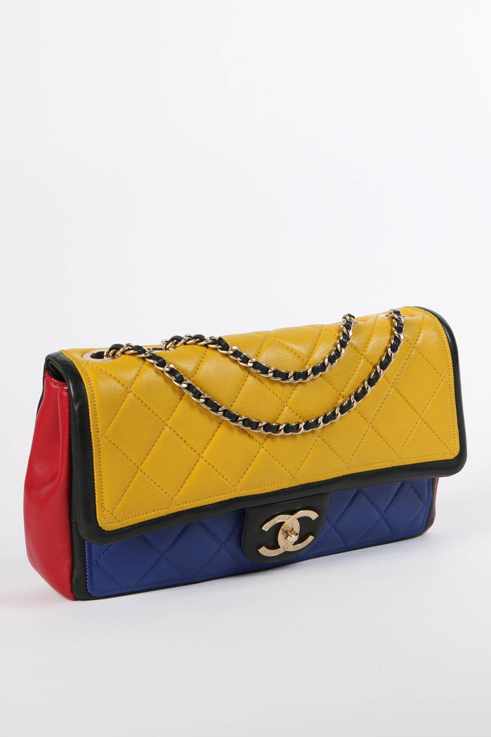 2010s Chanel Mondrian Colour Block Lambskin Leather Single Flap Bag