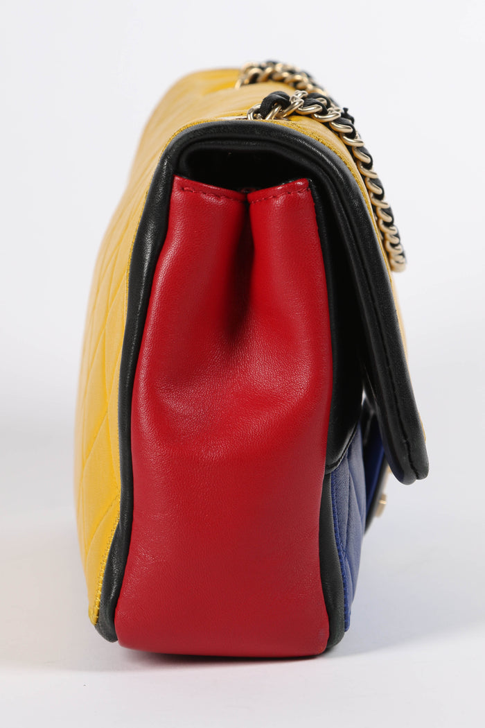 2010s Chanel Mondrian Colour Block Lambskin Leather Single Flap Bag