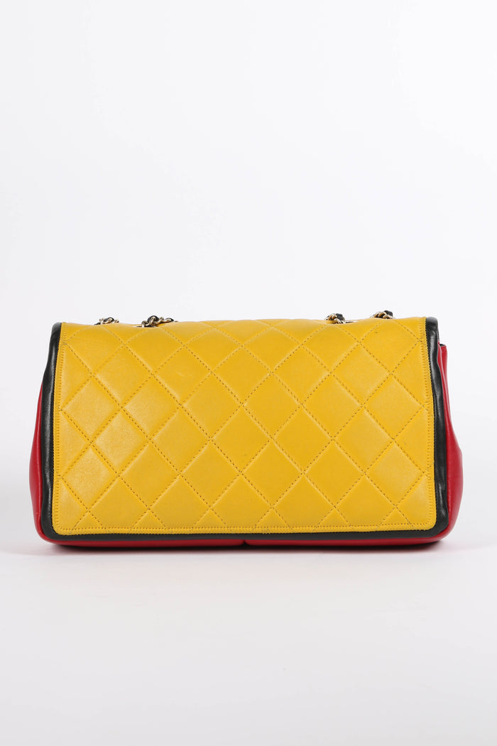 2010s Chanel Mondrian Colour Block Lambskin Leather Single Flap Bag