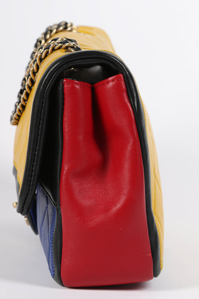 2010s Chanel Mondrian Colour Block Lambskin Leather Single Flap Bag