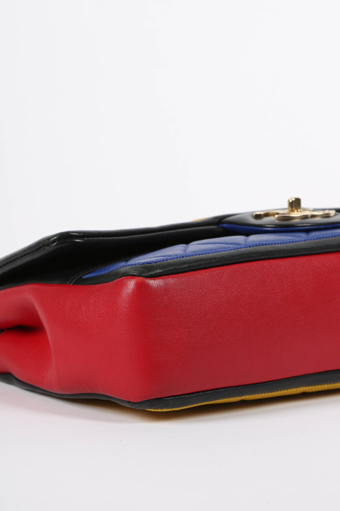 2010s Chanel Mondrian Colour Block Lambskin Leather Single Flap Bag