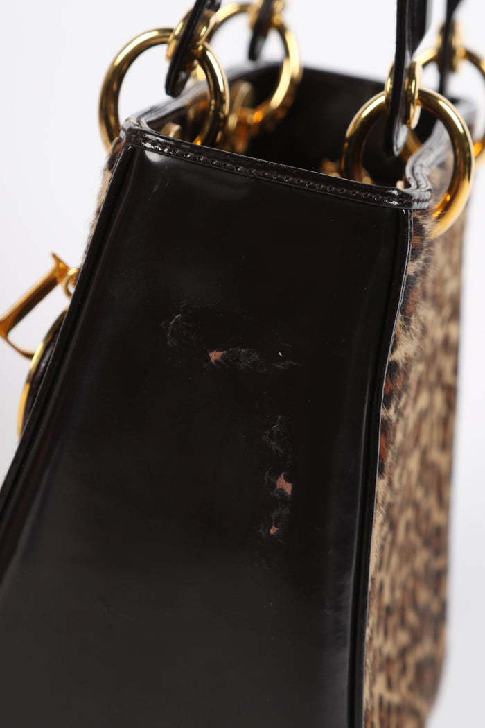 RARE 2000s Christian Dior Leopard Print Medium Lady Dior