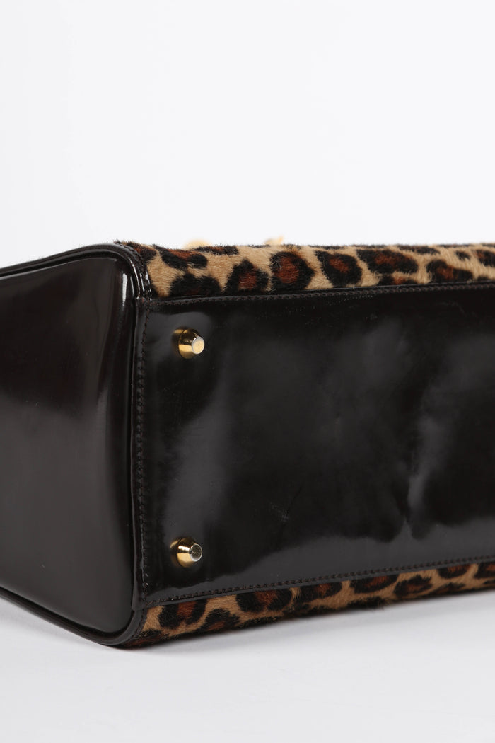 RARE 2000s Christian Dior Leopard Print Medium Lady Dior