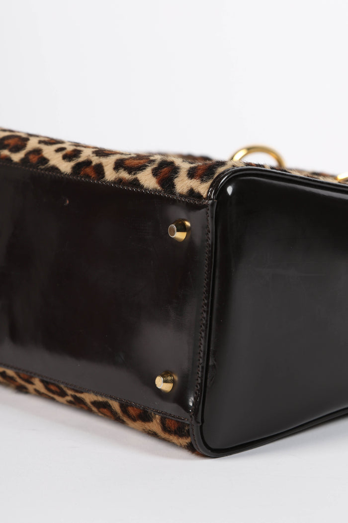 RARE 2000s Christian Dior Leopard Print Medium Lady Dior