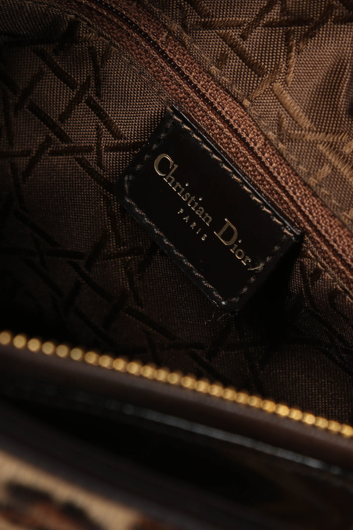 RARE 2000s Christian Dior Leopard Print Medium Lady Dior
