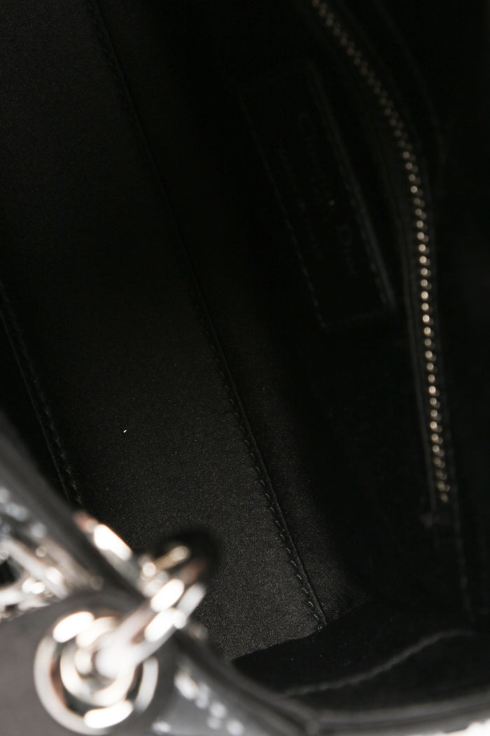 RARE 2022 Christian Dior Black Crystal Embellished Mini Lady Dior