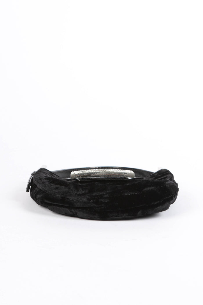 RARE Fendi Black Velvet Mini Croissant Top Handle Bag