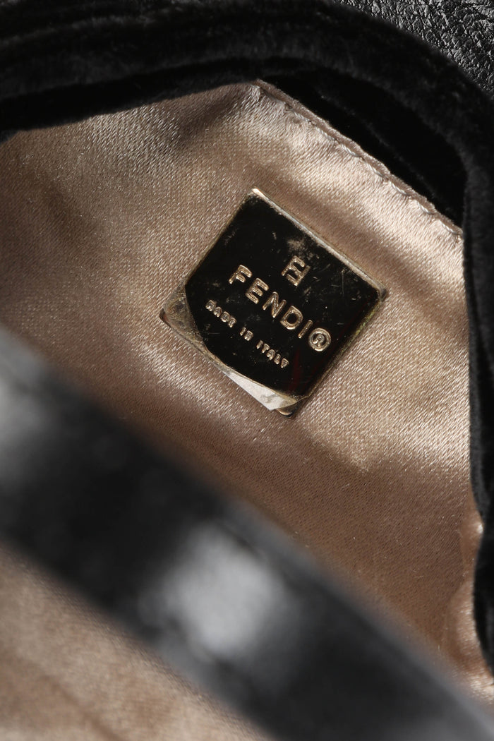 RARE Fendi Black Velvet Mini Croissant Top Handle Bag