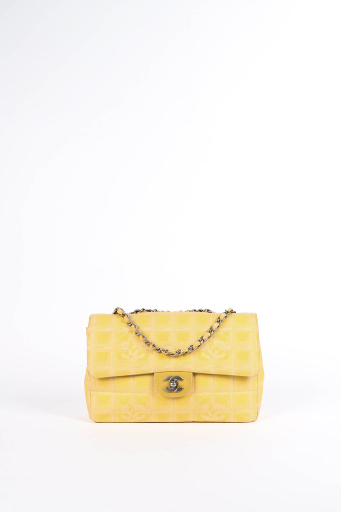 2000s Chanel Yellow Travel Line Single Flap Shoulder Bag