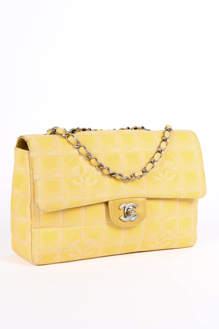 2000s Chanel Yellow Travel Line Single Flap Shoulder Bag