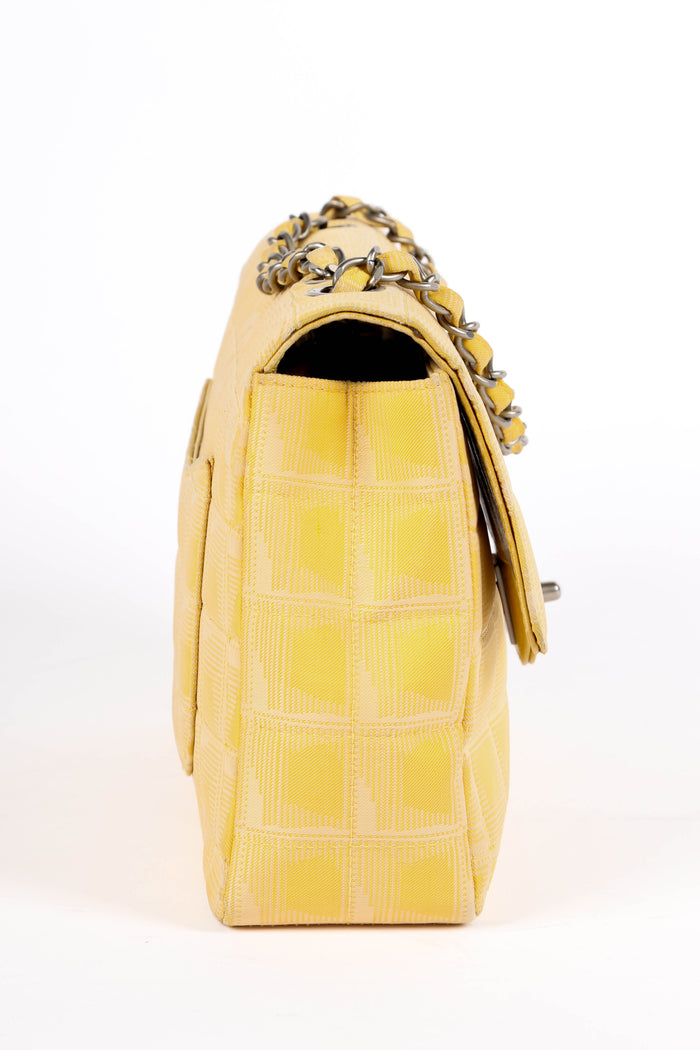 2000s Chanel Yellow Travel Line Single Flap Shoulder Bag