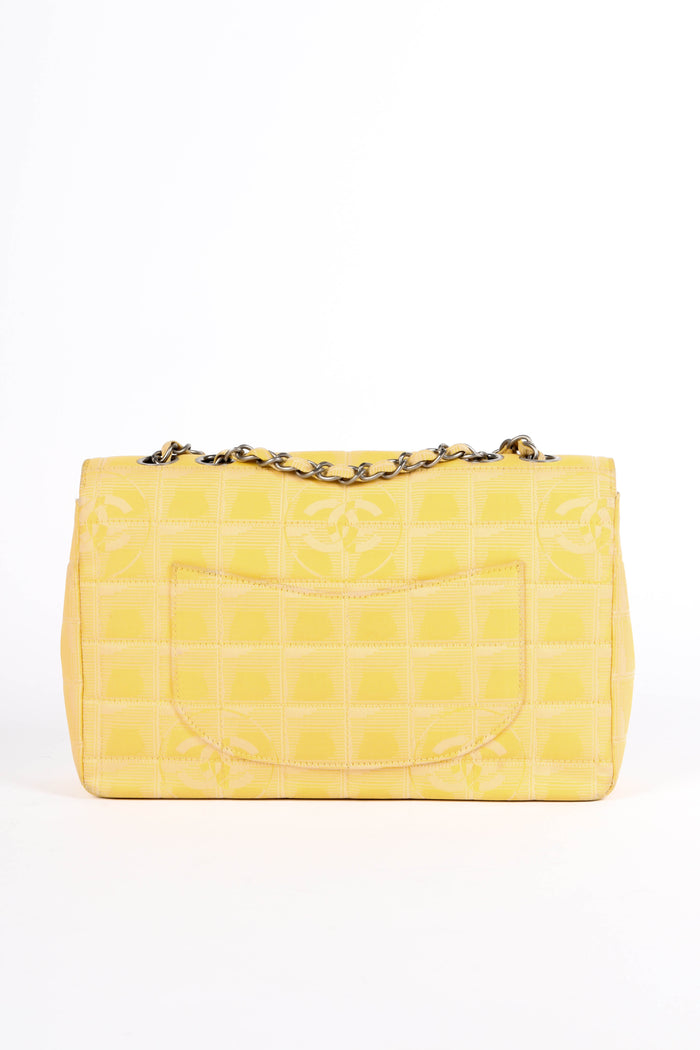 2000s Chanel Yellow Travel Line Single Flap Shoulder Bag