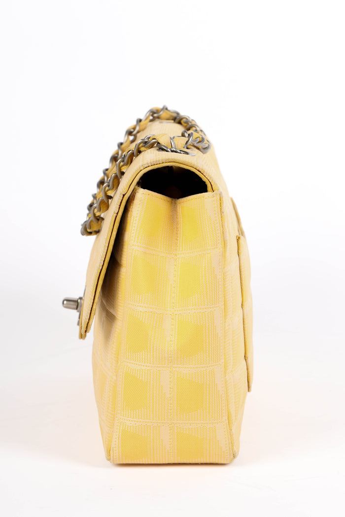 2000s Chanel Yellow Travel Line Single Flap Shoulder Bag
