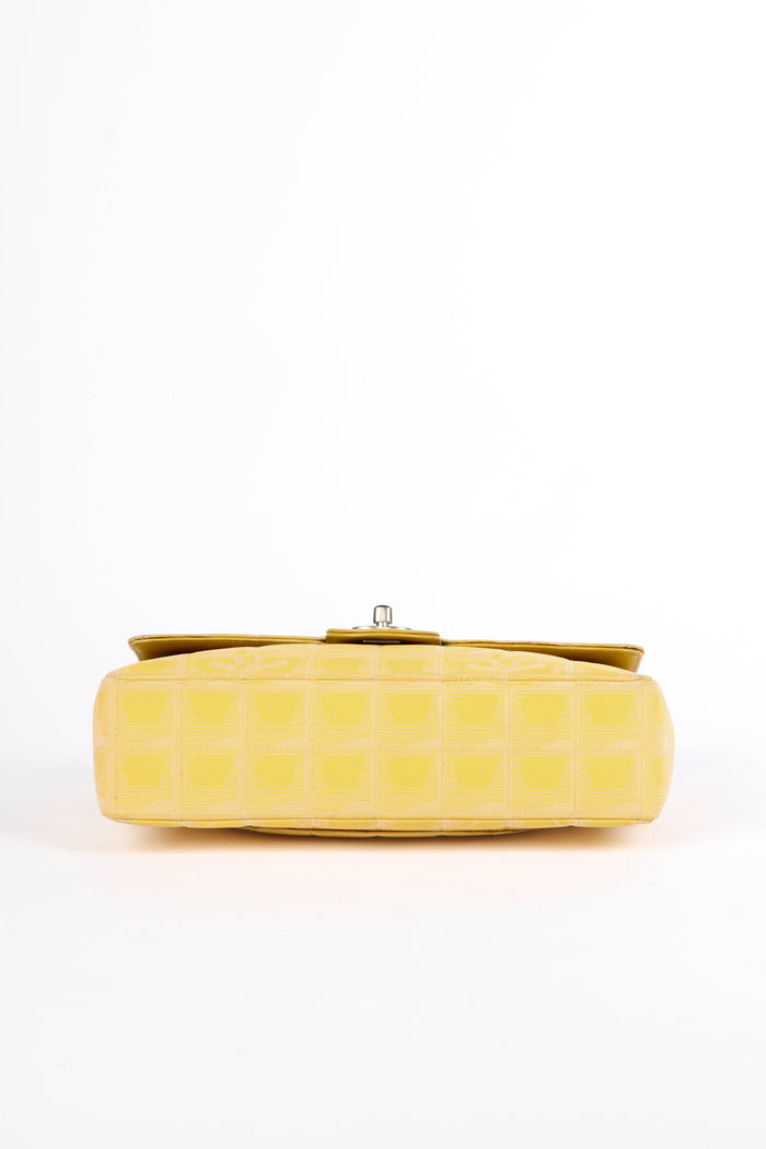 2000s Chanel Yellow Travel Line Single Flap Shoulder Bag
