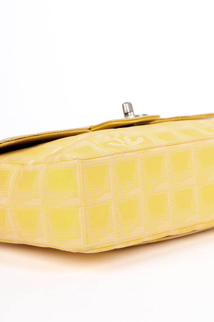 2000s Chanel Yellow Travel Line Single Flap Shoulder Bag