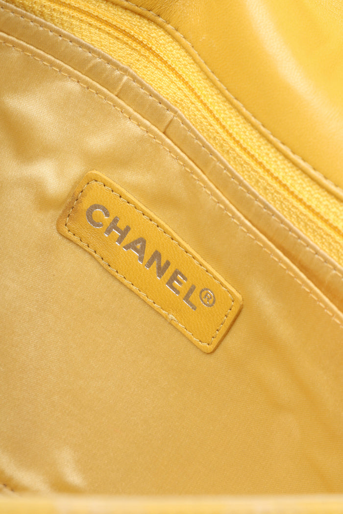 2000s Chanel Yellow Travel Line Single Flap Shoulder Bag