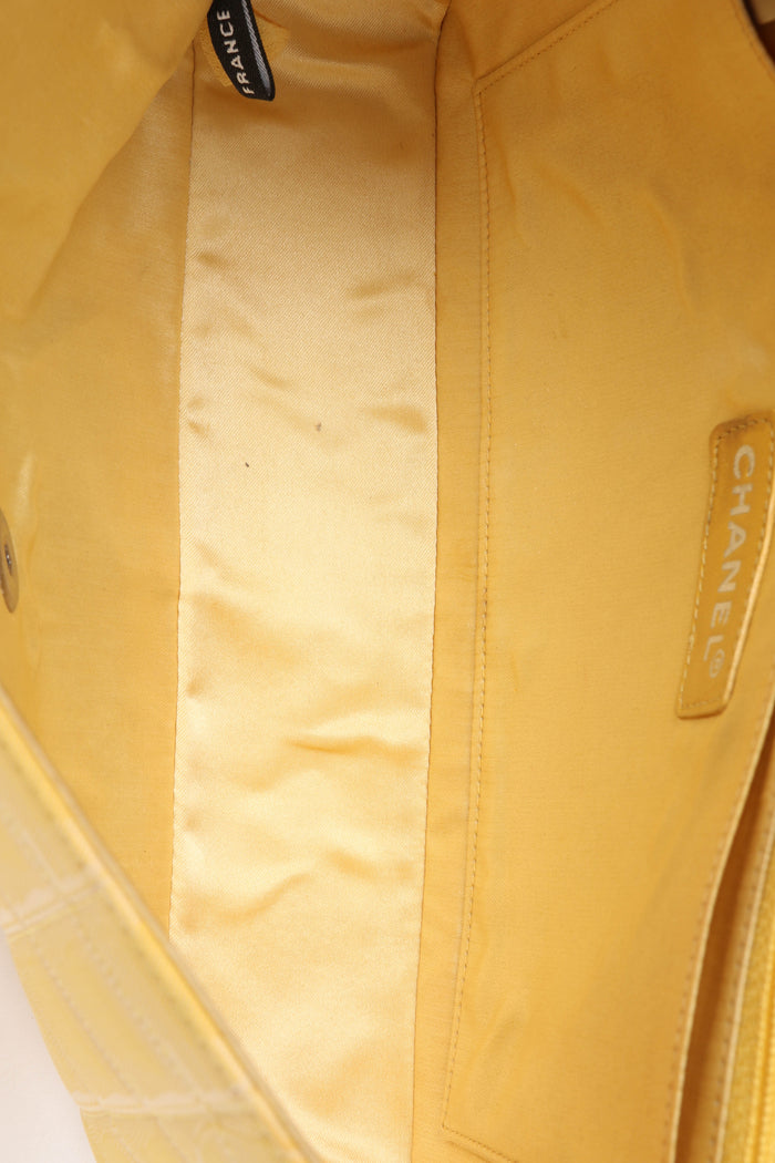 2000s Chanel Yellow Travel Line Single Flap Shoulder Bag