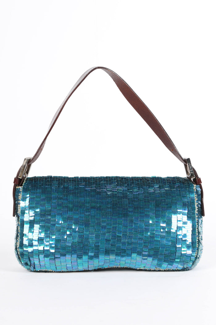 SUPER RARE Vintage Fendi Blue Sequin Baguette Bag