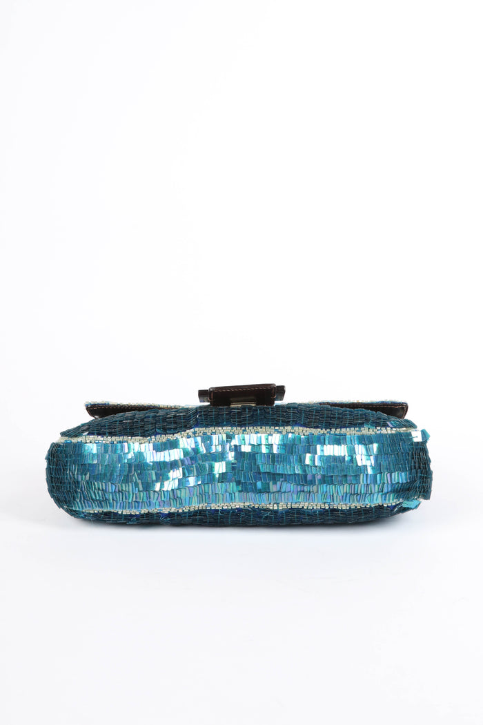 SUPER RARE Vintage Fendi Blue Sequin Baguette Bag