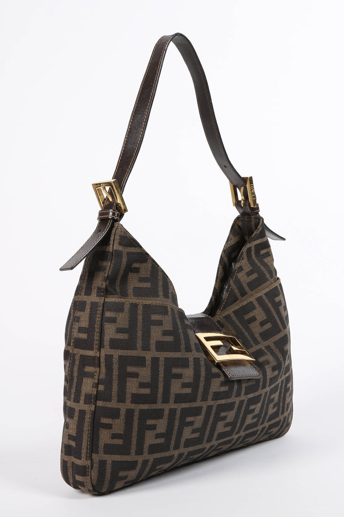 Vintage Fendi Zucca Shoulder Bag with GHW