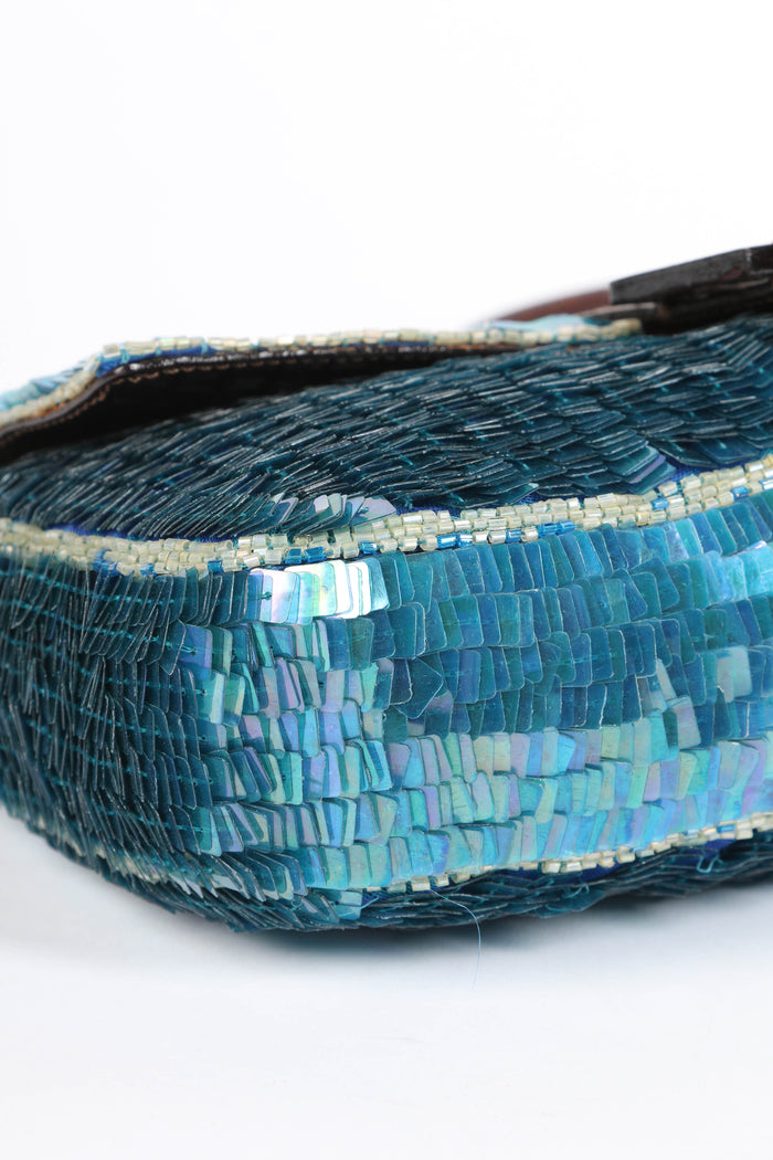 SUPER RARE Vintage Fendi Blue Sequin Baguette Bag