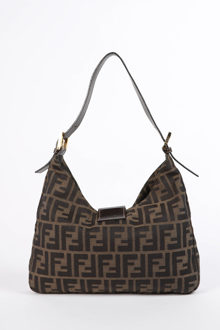 Vintage Fendi Zucca Shoulder Bag with GHW