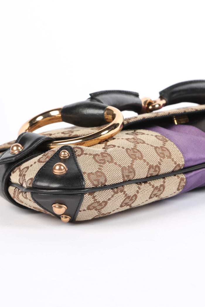 Vintage Gucci GG Monogram Large Horsebit Shoulder Bag