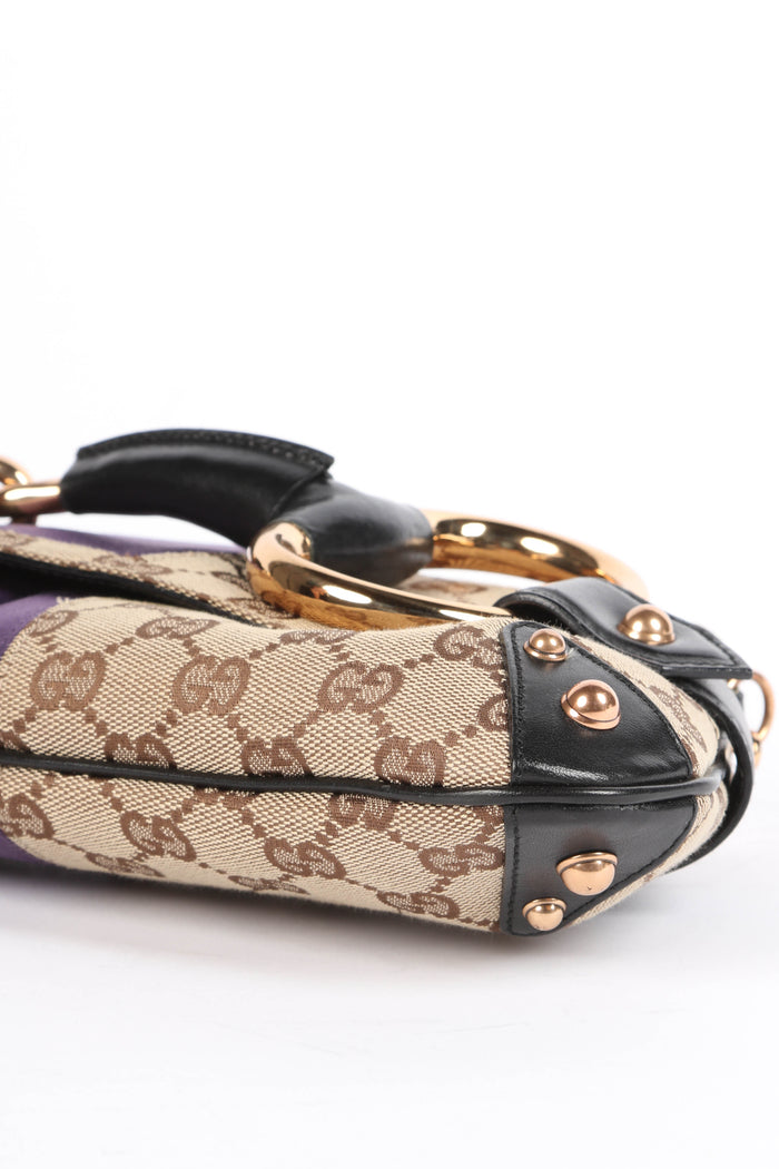 Vintage Gucci GG Monogram Large Horsebit Shoulder Bag
