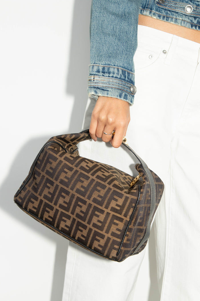 Vintage Fendi Brown Zucca Canvas Top Handle Bag