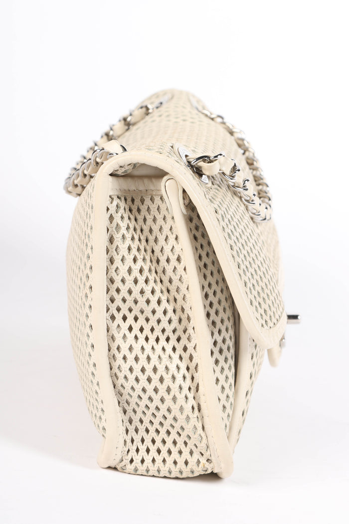 2010s Chanel Cream Up in the Air Perforated Shoulder Bag