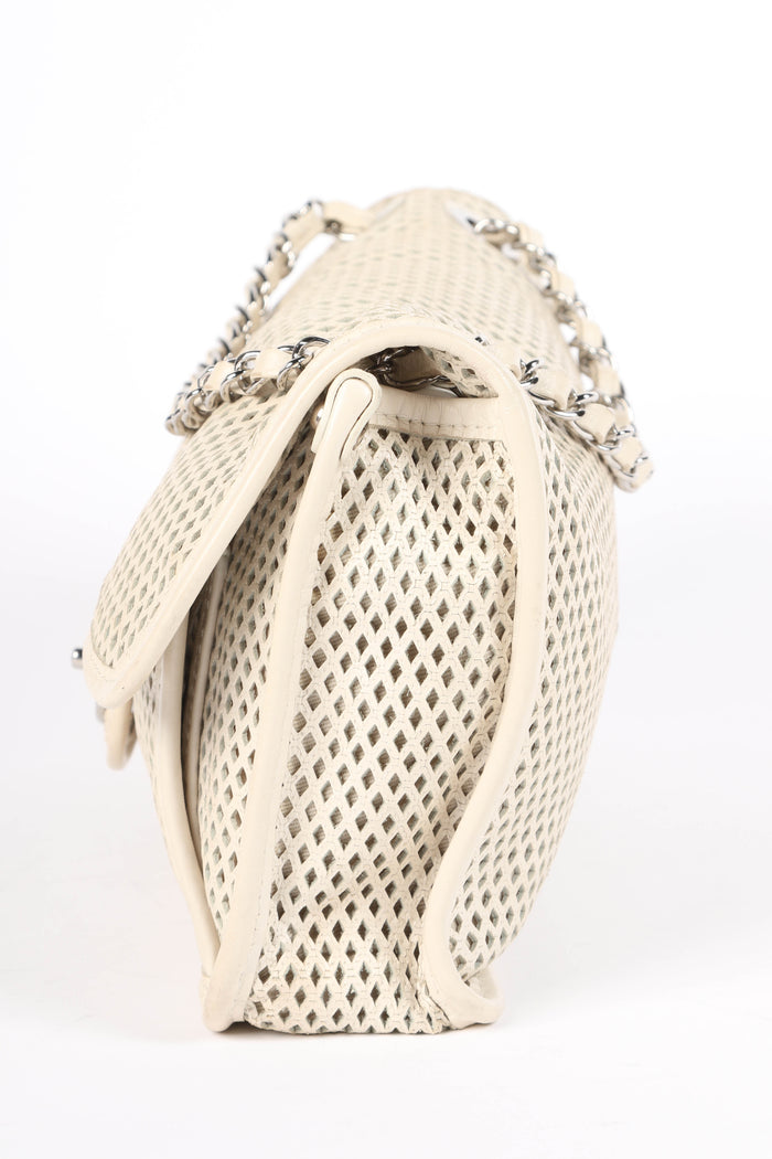 2010s Chanel Cream Up in the Air Perforated Shoulder Bag