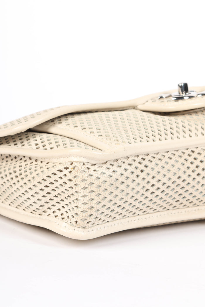 2010s Chanel Cream Up in the Air Perforated Shoulder Bag