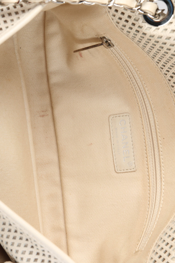 2010s Chanel Cream Up in the Air Perforated Shoulder Bag
