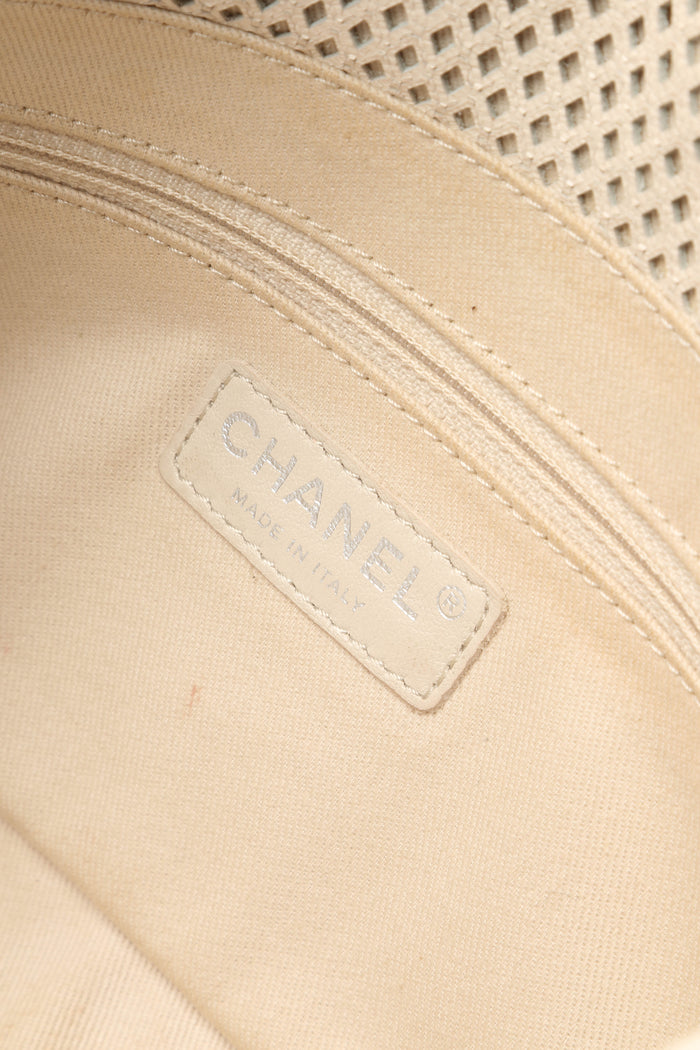 2010s Chanel Cream Up in the Air Perforated Shoulder Bag