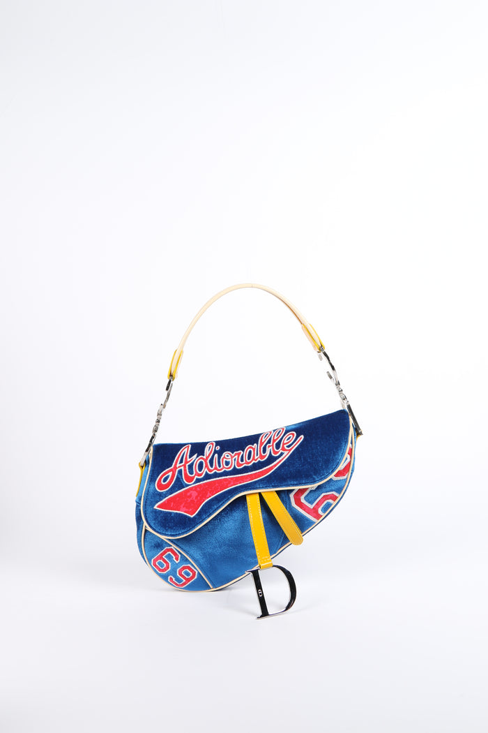 RARE 2003 Christian Dior John Galliano Adiorable Blue Saddle Bag