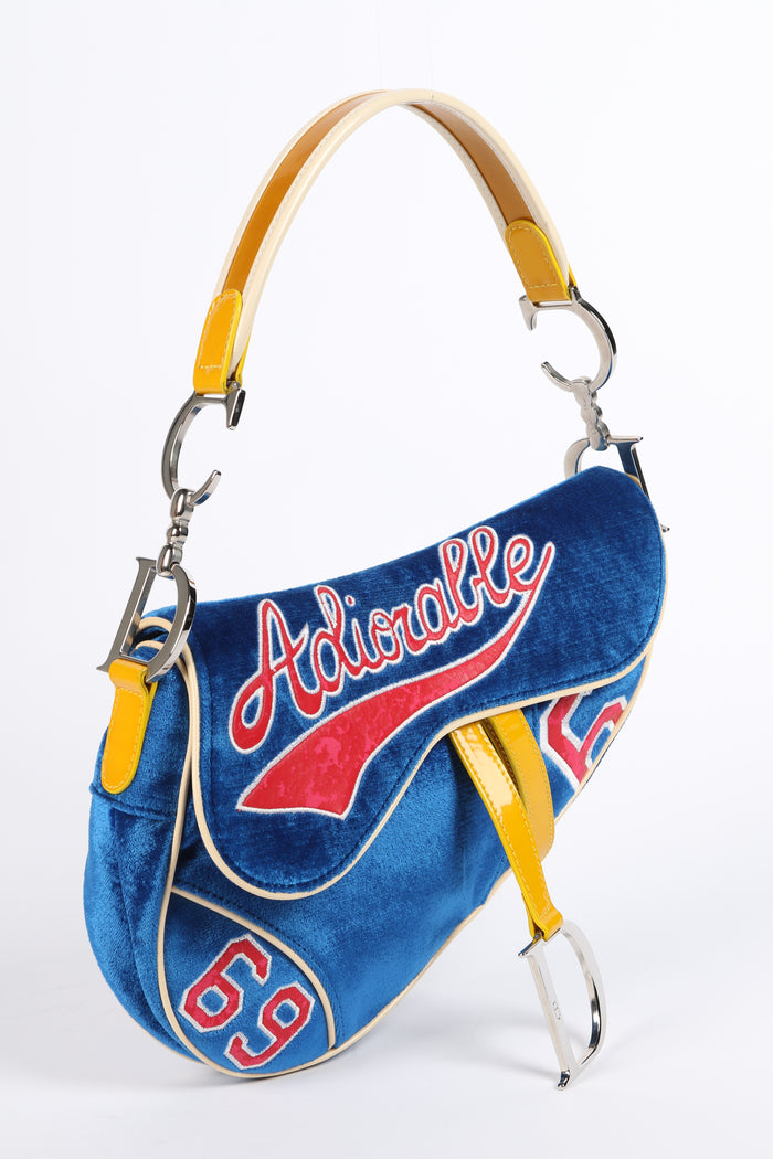 RARE 2003 Christian Dior John Galliano Adiorable Blue Saddle Bag