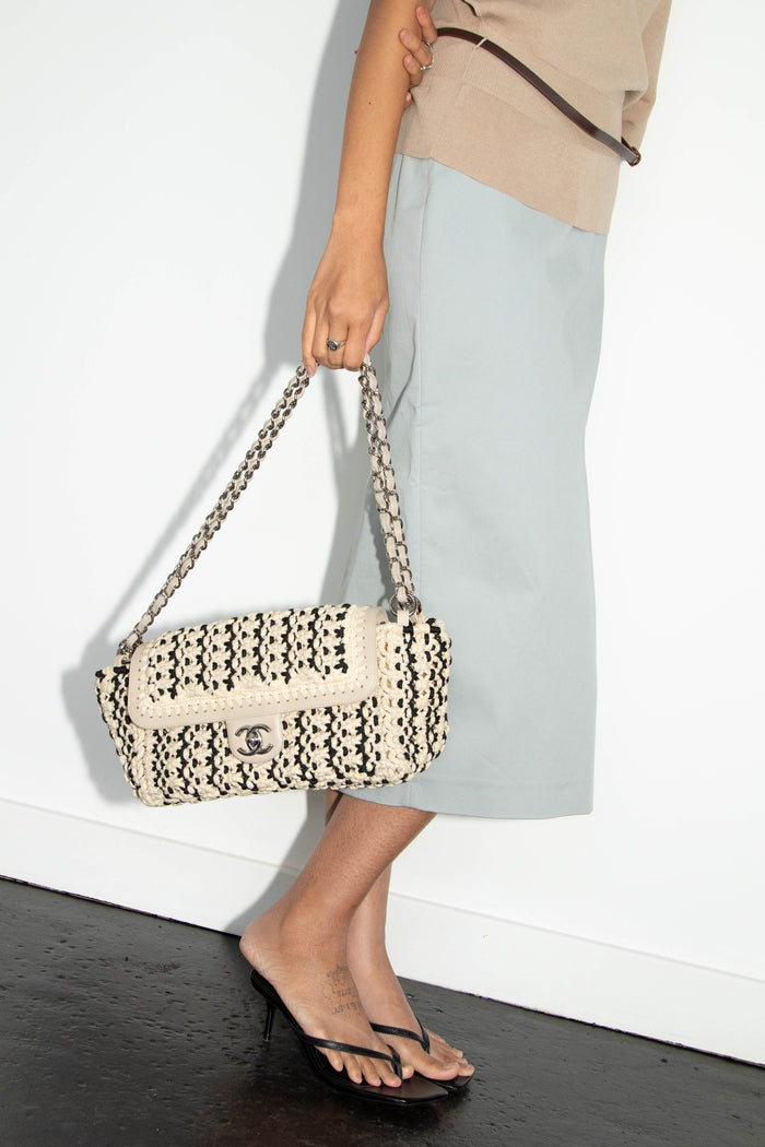 2010s Chanel Crochet Single Flap Shoulder Bag