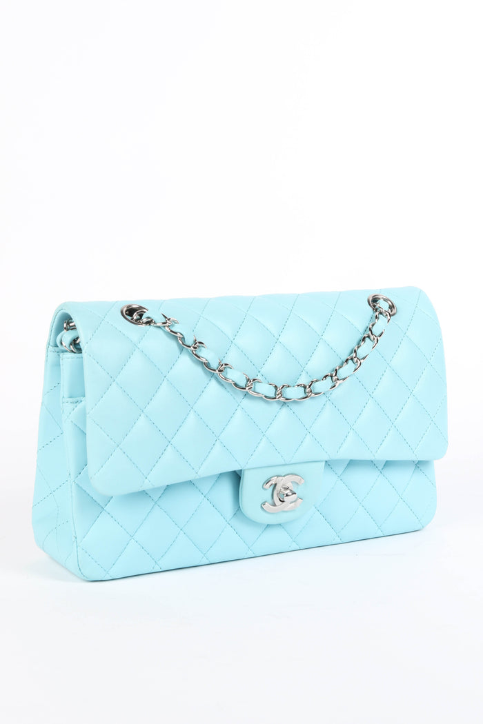 2020s Chanel Blue Lambskin Leather Medium Classic Double Flap Bag