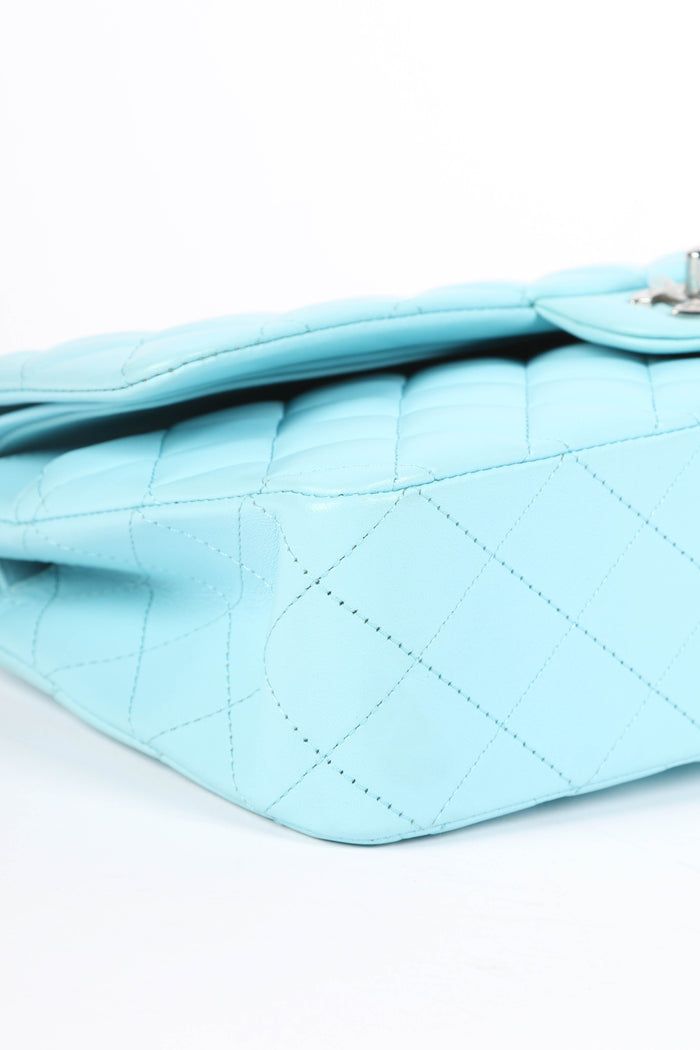 2020s Chanel Blue Lambskin Leather Medium Classic Double Flap Bag